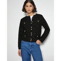 Sparkly Textured Crew Neck Cardigan