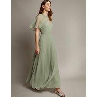 Monsoon Round Neck Angel Sleeve Maxi Tea Dress Navy