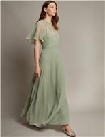 Round Neck Angel Sleeve Maxi Tea Dress