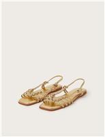 Metallic Ankle Strap Sandals