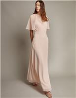 Monsoon Round Neck Angel Sleeve Maxi Tea Dress Pink
