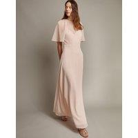 Monsoon Round Neck Angel Sleeve Maxi Tea Dress Pink