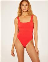 Monsoon Textured Square Neck Swimsuit Pink