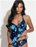 Pour Moi Portofino Floral Wired Halterneck Tankini Top Black Mix