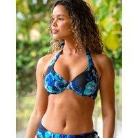 Pour Moi Portofino Printed Wired Halterneck Bikini Top Blue/Black