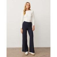 Finery London Jersey Elasticated Waist Wide Leg Trousers Navy