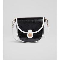 Leather Patent Finish Cross Body Saddle Bag