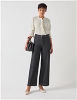 Polka Dot Crew Neck Frill Detail Blouse