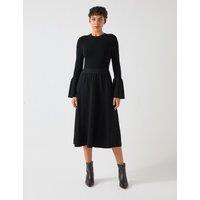 Knitted Round Neck Midi Skater Dress