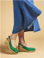 Jones Bootmaker Suede Wedge Slingback Shoes Navy