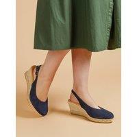 Jones Bootmaker Suede Wedge Slingback Shoes Navy
