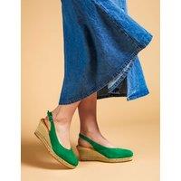 Jones Bootmaker Suede Wedge Slingback Shoes Green
