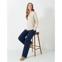 Cotton Blend Textured Slash Neck Jumper