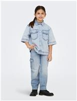 Kids Only Relaxed Denim Cargo Jeans (8-14 Yrs) Blue Denim