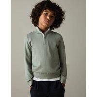 Pure Wool Knitted Half Zip Jumper (3-14 Yrs)