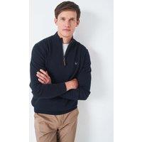 Crew Clothing Pure Cotton Half Zip Jumper Navy