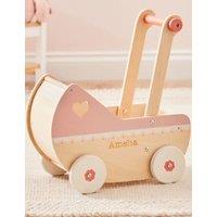 Personalised Pink Wooden Dolls Pram