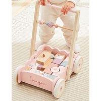 Personalised Pink Push-Along Activity Walker With Blocks