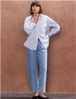 RO&ZO Pure Cotton Striped Relaxed Shirt Light Blue Mix