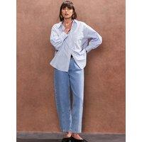 RO&ZO Pure Cotton Striped Relaxed Shirt Light Blue Mix