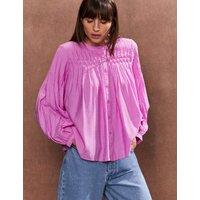 Smocked Button Through Blouse