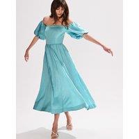 Bardot Waisted Midaxi Dress with Linen