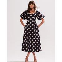 Polka Dot Puff Sleeve Midaxi Tea Dress