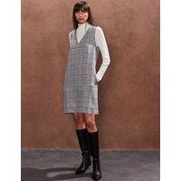 Checked V-Neck Mini Shift Dress