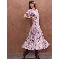 Animal Print High Neck Midaxi Tea Dress