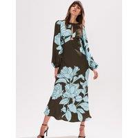 Floral Twist Front Midi Tea Dress