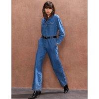 Denim Long Sleeve Jumpsuit