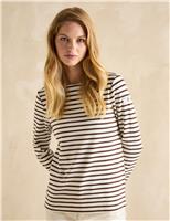 Joules Pure Cotton Striped Slash Neck Top Blue Mix