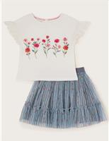 Tulle Floral Skirt & T-Shirt Set (3-13 Yrs)