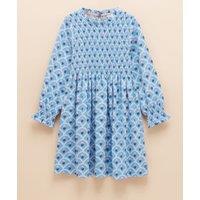 Pure Cotton Shirred Printed Dress (2-11 Yrs)