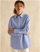 Joules Pure Cotton Striped Relaxed Shirt Brown Mix