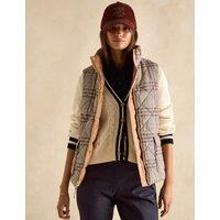 Checked Padded Funnel Neck Reversible Gilet