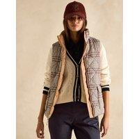 Checked Padded Funnel Neck Reversible Gilet