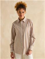 Joules Pure Cotton Striped Relaxed Shirt Dark Green Mix