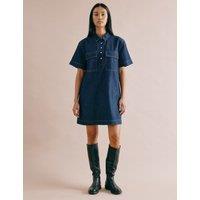 Denim Mini Shift Shirt Dress