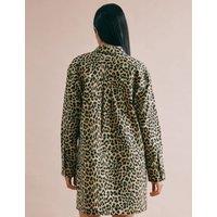 Cotton Rich Animal Print Shirt Dress