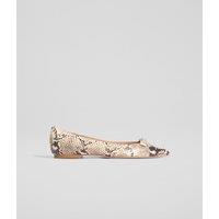 Leather Snakeskin Print Flat Pumps