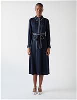 Belted Relaxed Midi Shirt Dress