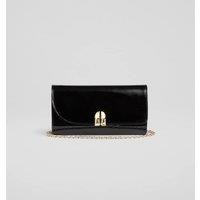 Leather Chain Strap Curve Clutch Bag