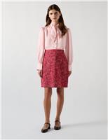 Crepe Tie Neck Puff Sleeve Blouse