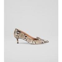 Leather Bar Trim Kitten Heel Court Shoes