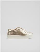 Leather Slip On Metallic Trainers