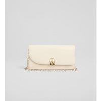 Leather Chain Strap Curve Clutch Bag