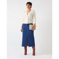 Wool Blend Cable Knit V-Neck Cardigan
