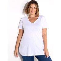 Live Unlimited London Pure Cotton V-Neck Longline T-Shirt White