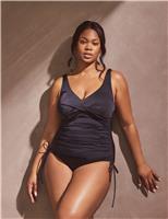 Live Unlimited London Padded Ruched Plunge Swimsuit Black